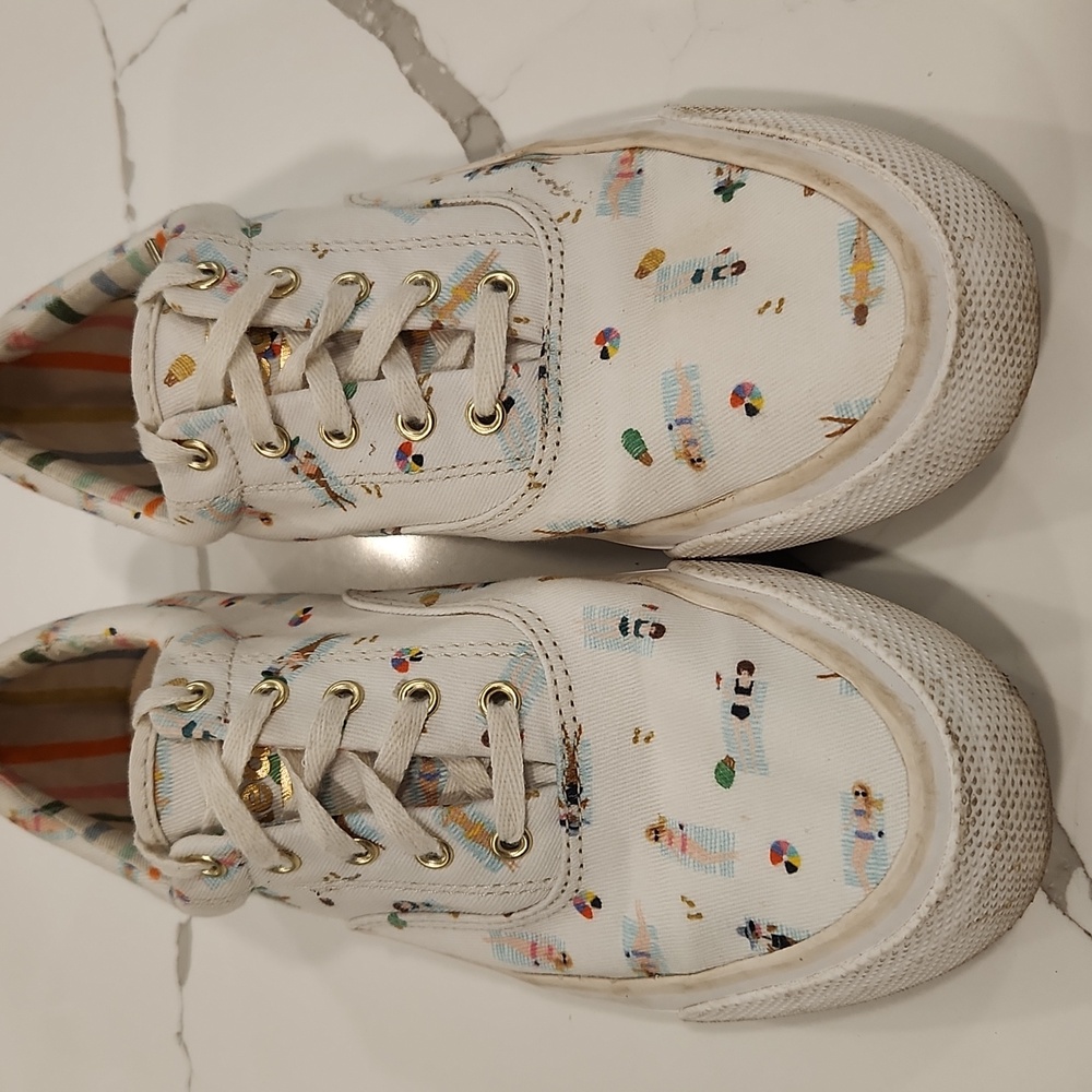 Keds Rifle Paper Co size 6 white with  colorful bikini ladies